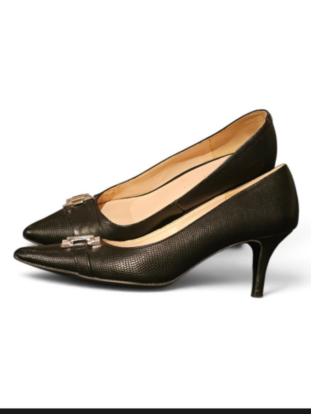 Classic Black Pointed Toe Kitten Heel Pumps By Nine West